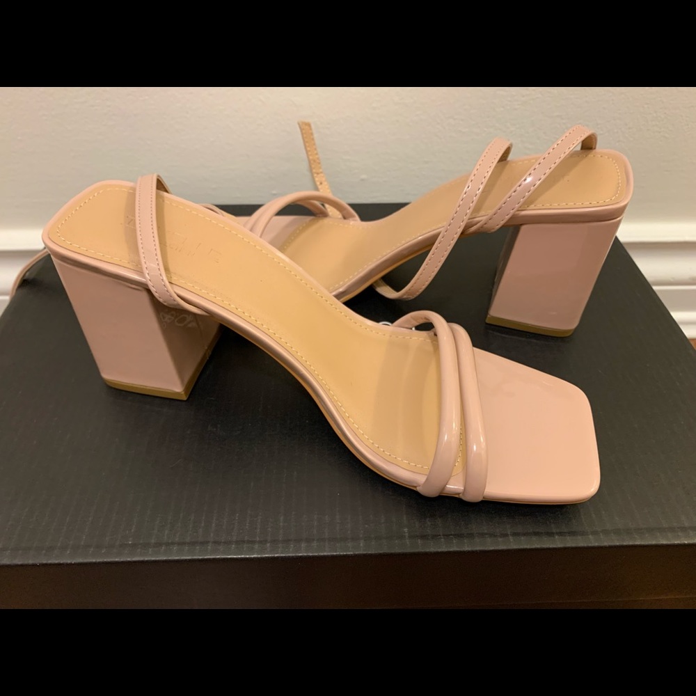 Truffle Collection square toe block heel sandals -Size 7